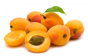 slice apricot on white background
